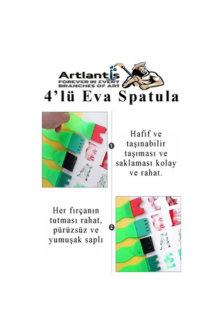 Eva Spatula 4 Lü 1 Paket Plastik Doku Tarağı Fırçası Okul Öncesi Boya Sünger Fırça Seti Çocuklar İçin Plastik Saplı