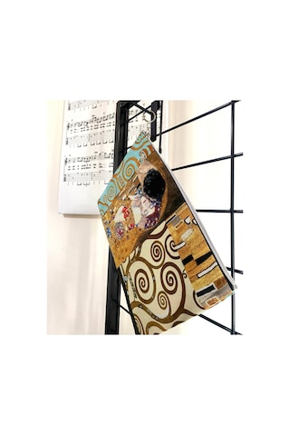 Herşey Nota Gustav Klimt The Kiss Tablosu Clutch Portföy Çanta Çok Renkli