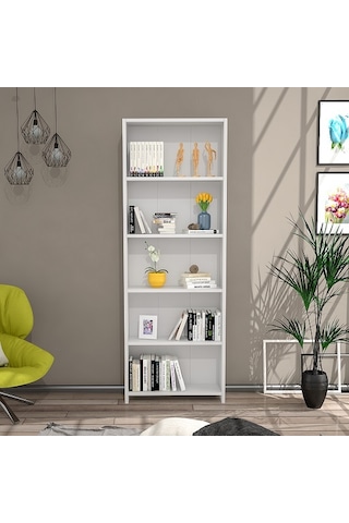 Bmdekor Lilium 5 Raflı Dekoratif Kitaplık Beyaz