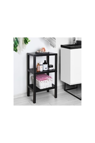 3 Katlı Köşe Rafı Banyo, Mutfak Ve Kiler İçin Pratik Organizer 38x29x74 Cm Aahşap