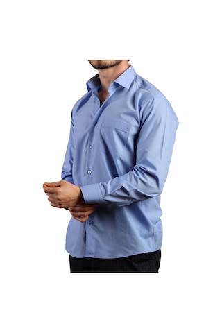 Koyu Mavi Büyük Beden Rahat Kesim Cepli Uzun Kol Regular Fit Erkek Gömlek - 150-23 001