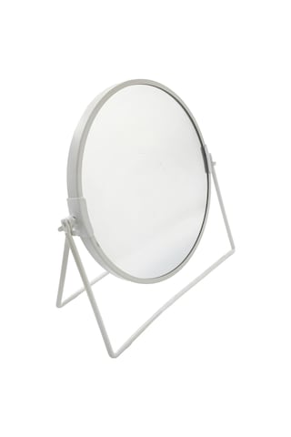 Masa Üstü 15 Cm 2x Büyüteçli Çift Taraflı 360 Dönen Metal Masa Aynası Mt167by Beyaz