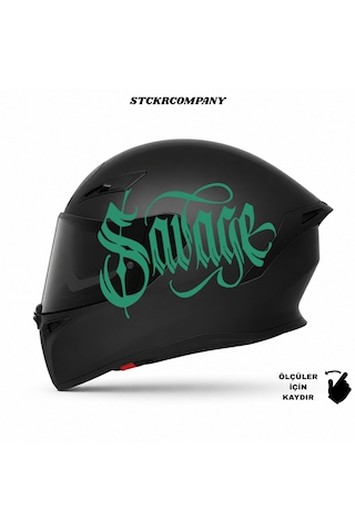 Savage Kask Sticker Motor Kaskı İçin Premium Yazı Sticker Yeşil