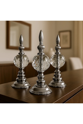 Gümüş Gold Eskitme Antik Prinç Görünümlü Dekoratif Obje 26x9