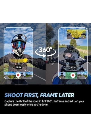 Insta360 X4 Motorrad Edition Aksiyon Kamerası, 360 8k Su Geçirmez Aksiyon Kamerası, 4k Geniş Açılı Video, Görünmez Selfie Çubuğu Efekti, Çıkarılabilir Lens Kapakları, 135 Dakika Pil Ömrü