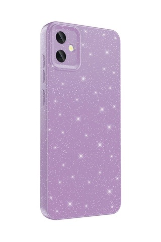 Zore Galaxy Uyumlu A05 Kılıf Kamera Korumalı Simli Lüks Koton Kapak - Lila Lila
