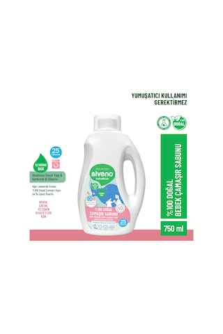Siveno %100 Doğal Bebek Çamaşır Sabunu Kendinden Yumuşatıcılı Bitkisel Deterjan Konsantre Vegan 750 ml