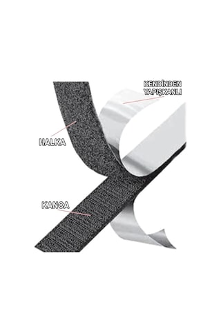 Yapışkanlı Cırt Bant 5cmx1m Siyah Arkası Yapışkanlı Cırt Bant