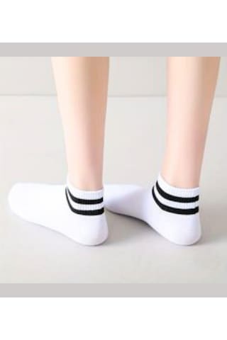 Trampler Unisex Kısa Çemberli Kolej Patik 5 Çift Beyaz