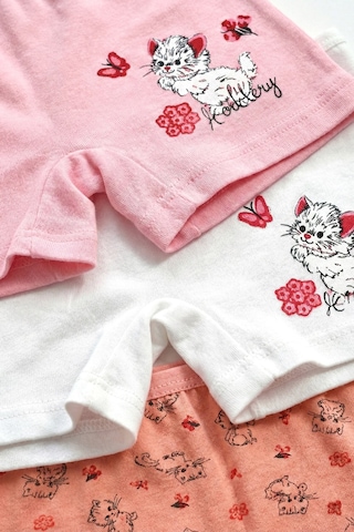 Öts Kız Çocuk 3 Lü Pamuklu Boxer Baskılı Ekstra Konforlu Kalıp 8308-3 Renkli