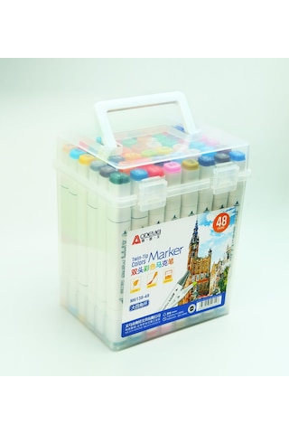 Bam Çift Taraflı 12'li Marker Kalem Seti Taşıma Kutulu Modern, Parça, 12