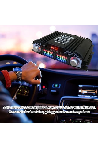 Lemestar 12v 40wx4 4 Kanal Araç Amfi, Bluetooth, Usb, Sd Kart, Fm Radyo Desteği, Alüminyum Ve Plastik Gövde, Uzaktan Kumanda