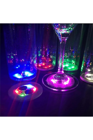 Işıklı Yapışkanlı Bardak Altı Aparatı Ledli 3 Fonksiyonlu 6 Cm Çap Çr