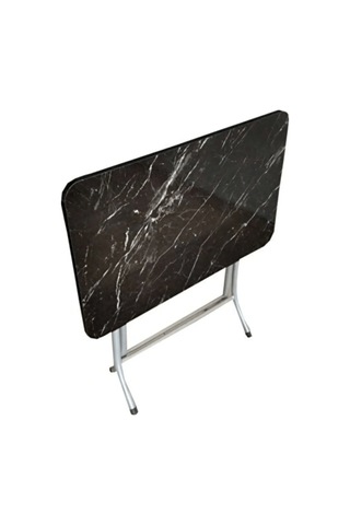 Sadeceonda Siyah Mermer Desenli Katlanır Balkon Masası- 70x109 Cm