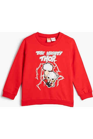 Koton Thor Sweatshirt Lisanslı Uzun Kollu Bisiklet Yaka Pamuklu Şardonlu Kırmızı 4wmb10367tk 4WMB10367TK411 Kırmızı