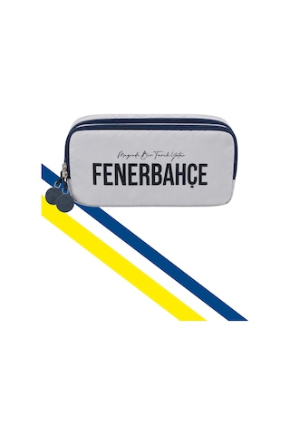 Fenerbahçe Pelüş Logolu Çanta Ve Çift Gözlü Kalemlik Hediyeli Beyaz - Lacivert