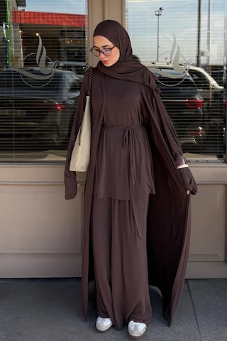 Carell Micro Modal Abaya Kahve Çok Renkli