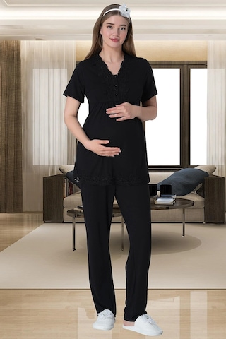 Mecit Pijama Mecit 6008 Siyah Hamile Lohusa Pijama Takımı