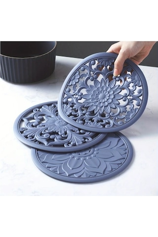 Brightnova 3'lü Awoo Dekoratif Silikon Tutucu Mor 20cm Isıya Dayanıklı Kaydırmaz Mutfak Aksesuarı