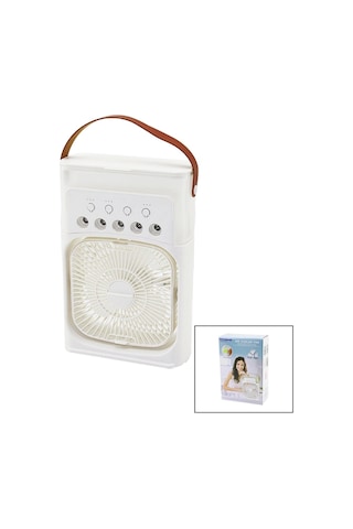 3in1 Hava Nemlendirme - Fan - Gece Lambası Masa Üstü Buzlu Vantilatör 360 Derece Usb Şarj 3kademe Hı