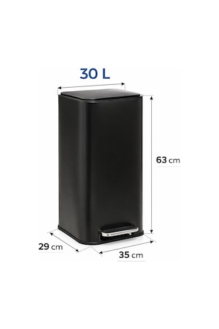 Omnipazar Genesit Gsc503b Kare Pedallı Paslanmaz Çelik Çöp Kovası 30 Litre Siyah Siyah