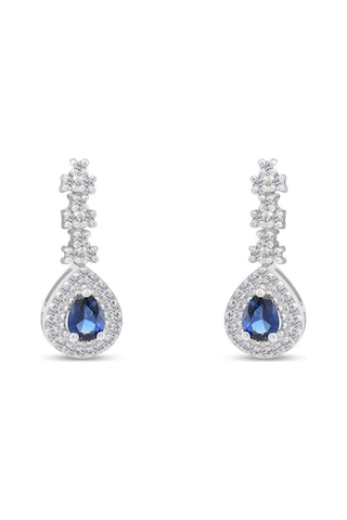 0.55 Karat Safir Pırlanta Küpe - Hrd Sertifikalı