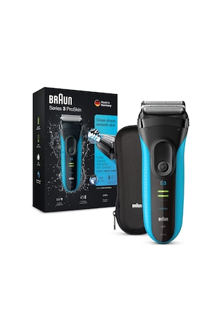Braun Series 3 Proskin Elektrikli Tıraş Makinesi, Düzeltici, Erkek Elektrikli Tıraş Makinesi, Seyahat Çantalı, Erkeğe Hediye, Islak Ve Kuru, Almanya'da Üretilmiştir, 3045s, Siyah/mavi