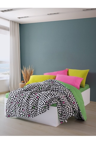 Cozy Home Popping Colors Çift Kişilik Lastikli Çarşaflı Nevresim Takımı Dazzle Yeşil