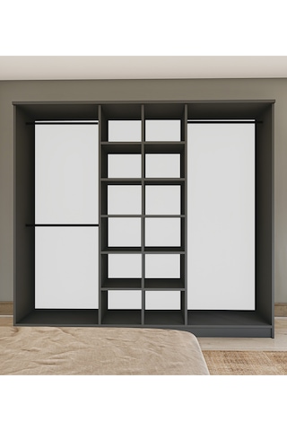 Gm 088 Favorite 6 Kapılı Aynalı Sonomo - Antrasit Gri Gardırop