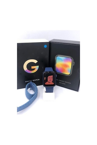 G68l Smart Watch 6s Akıllı Saat Yan Tuşlar Aktif Uygulama Çift Kordon Mavi