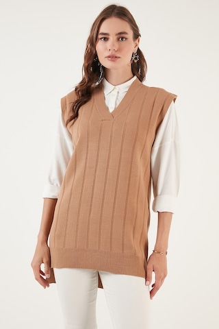 Lela V Yaka Uzun Triko Bayan Süveter 4616088 Camel