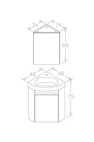 Orka Zag 45 Cm Mdf Beyaz Köşe Mini Banyo Dolabı Takımı Beyaz