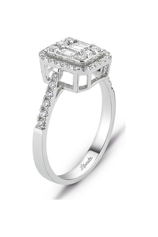 0.60 Ct Modern Baget Tasarım Kare Tektaş Yüzük 18 K