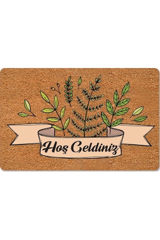 Hoş Geldiniz Yazılır Temalı Coco Görünümlü Dekoratif Dış Kapı Önü Ve Iç Mekan Paspası Hardal