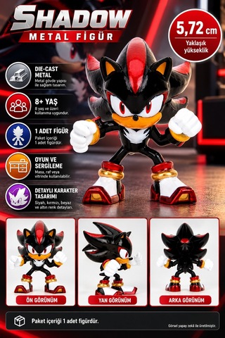 Sonic Shadow Metalfigs Die-cast Metal Figür - 5.72 Cm