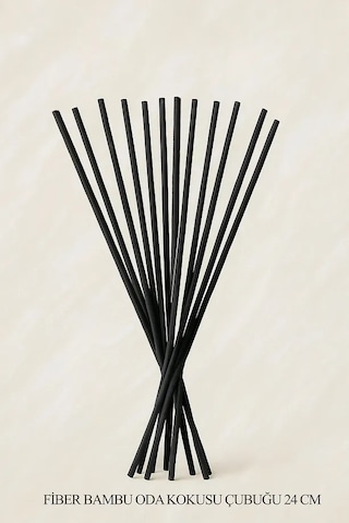 Rotanev 30 Adet Siyah Oda Kokusu Çubuğu 24 cm Fiber Yumuşak Doğal Bambu Oda Kokusu Yedek Çubuk