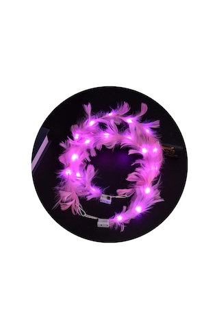 Led Işıklı Rgb 3 Fonksiyonlu Otrişli Parti Tacı Pembe Renk