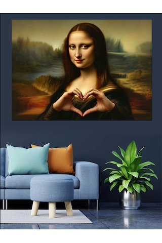 Mona Lisa Kalp Yapan Dekoratif Kanvas - Mdf Ahşap Tablo