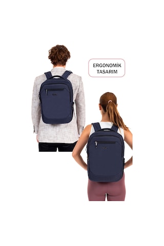Dada Unisex Lacivert Okul Sırt Çanta Orta Boy Lise Üniversite 13,3-14 inç Usb Type-c Su Geçirmez Oxford Kumaş