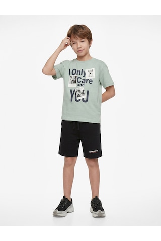 Koton Beli Bağlamalı Baskılı Pamuklu Şort Siyah 6skb40123tk