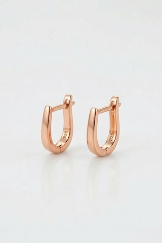 925 Ayar Gümüş Taşsız Minimal J Kadın Küpe 1,5 Cm Zarif Halka Küpe Rose
