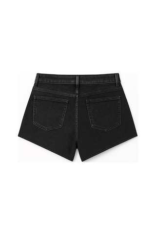 Kadın Yüksek Bel Püsküllü Paça Jean Şort Antrasit