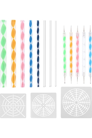 16 Adet Mandala Noktalama Araçları Kayaları Boyamak İçin Mandala Şablon Seti