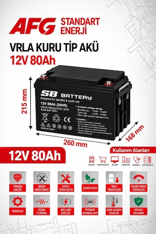 Sb Battery 12v 80ah Bakımsız Kuru Akü