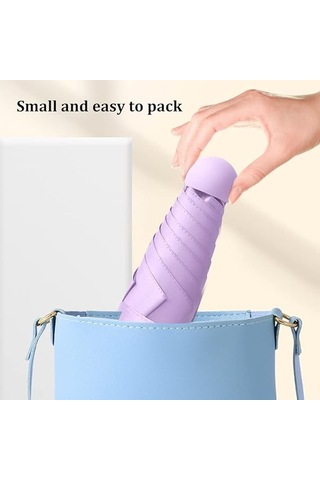 Konjac Mor Katlanır Şemsiye, 6 Kaburga Güneş Şemsiyesi Rüzgar Geçirmez Ve U Diğer