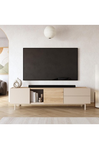 Robin Home Luka Tv Sehpası Tv Ünitesi Orta Sehpa 2'li Set Kumsal-sepet Bej