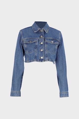 Kadın Orta Mavi Crop Jean Ceket C 4538-242