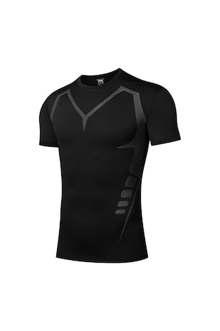 Ghassy Co. Erkek Ultra Esnek Koşu Egzersiz Hızlı Kuruma Nefes Alabilen Kısa Kollu Spor T-shirt 001 Siyah