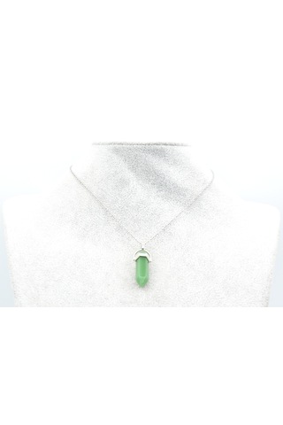 Hakiki Pandül Model Doğal Aventurin Taşı Kolye Ucu Yeşil
