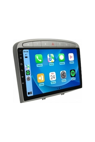 Peugeot 308 Gri 2007-2014 4gb Ram 64gb Hafıza 8 Çekirdek Carplay Kamera Android Multimedya 9"